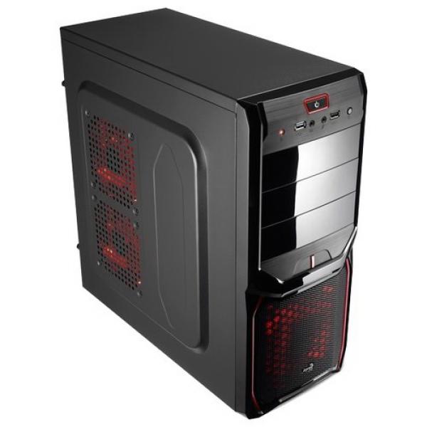 Корпус ATX MidiTower Aerocool V3X Advance Devil Red Edition, 600Вт, 3*5.25" +0(4)*3.5" +0(2)*2.5", Audio/USB2.0/USB3.0, 2(4) вент., черный-красный