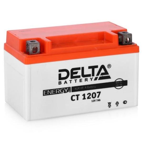 Батарея аккумуляторная для мото техники Delta Battery CT 1207, 12В*7Ач, 105А, 152*95*87мм, YTX7A-BS