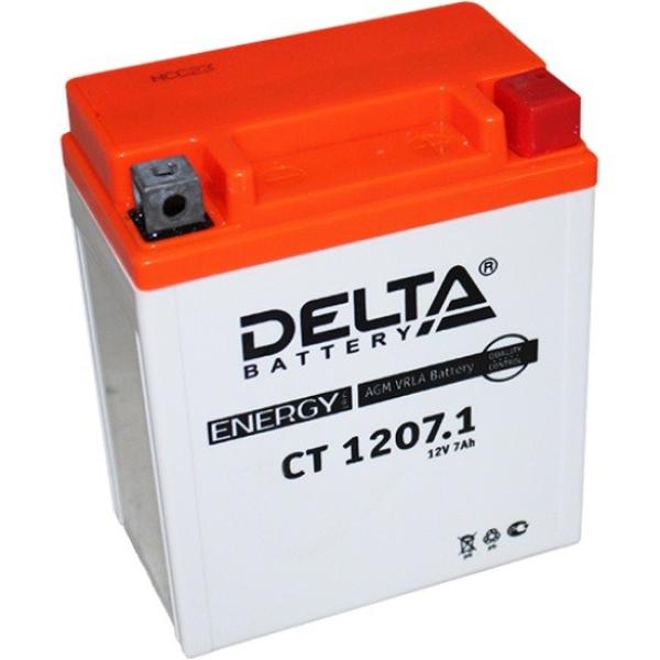 Батарея аккумуляторная для мото техники Delta Battery CT 1207-1, 12В*7Ач, 105А, 114*131*71мм, YTX7L-BS, обратная полярность