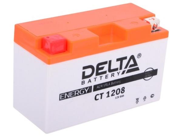 Батарея аккумуляторная для мото техники Delta Battery CT 1208, 12В*8Ач, 120А, 150*94*66мм, YT7B-BS, YT7B-4
