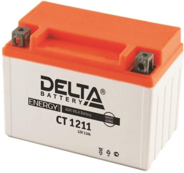 Батарея аккумуляторная для мото техники Delta Battery CT 1211, 12В*11Ач, 135А, 150*110*87мм, YTZ12S, YTZ14S, обратная полярность