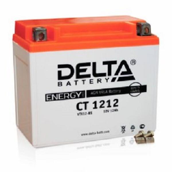 Батарея аккумуляторная для мото техники Delta Battery CT 1212, 12В*12Ач, 155А, 150*132*87мм, YTX14-BS, YTX12-BS
