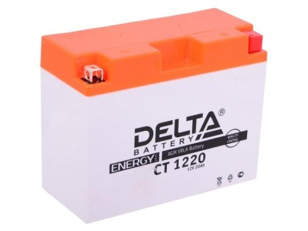 Батарея аккумуляторная для мото техники Delta Battery CT 1220, 12В*20Ач, 230А, 205*162*87мм, Y50-N18L-A3, YTX24HL-BS, YTX24HL, обратная полярность