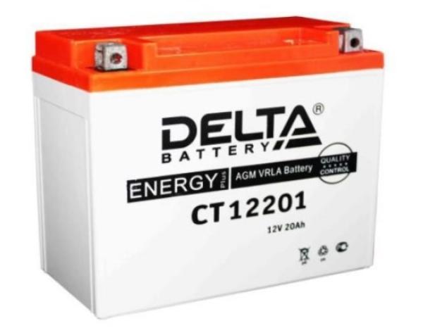 Батарея аккумуляторная для мото техники Delta Battery CT 12201, 12В*18Ач, 200А, 180*153*87мм, YTX20L-BS, YTX20HL-BS, YB16L-B, YB18L-A, обратная полярность