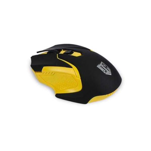 Мышь беспроводная оптическая JETAccess Comfort OM-U57G, USB, 4 кнопки, колесо, FM 10м, 1600dpi, 2*AAA, черный-желтый
