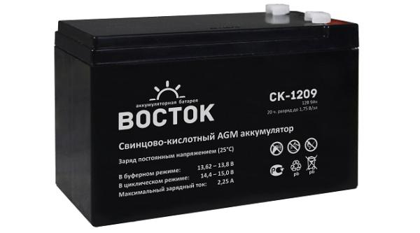 Батарея аккумуляторная Энергон Восток СК-1209, 12В*9Ач, 151*65*94мм