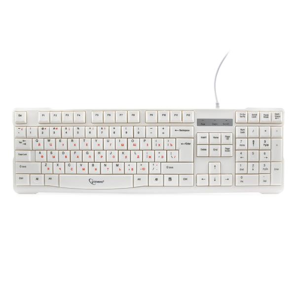 Клавиатура Gembird KB-8352U, USB, доп. кнопка Backspace, белый