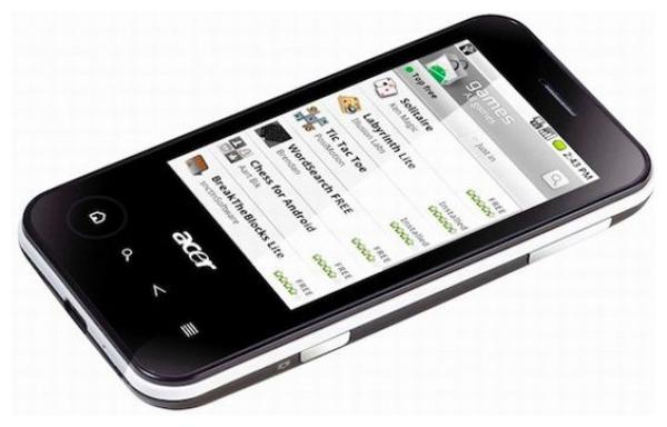 Смартфон Acer beTouch E400, Qualcomm 600МГц, 3.2" 320*480, SD-micro, GSM/3G, BT, Wi-Fi, FM радио, камера 3.2Мпикс, Android 2.1, 59*115*12мм 125г, 400/5ч, черный