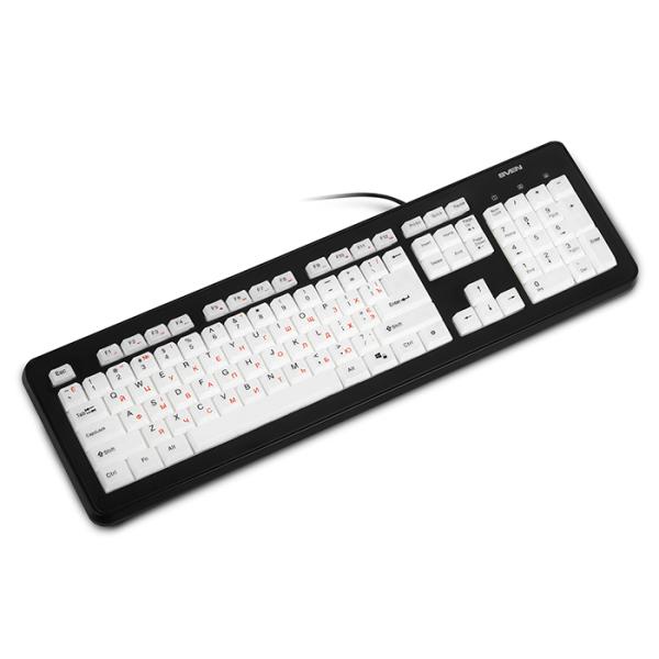 Клавиатура Sven KB-C7300EL, USB, подсветка, черный-белый