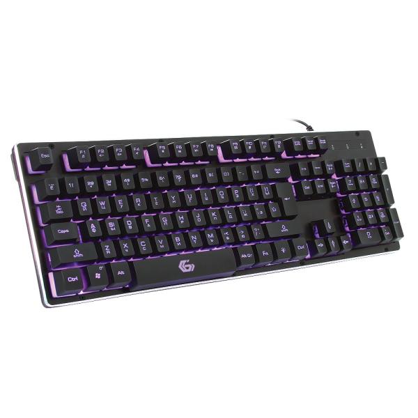 Клавиатура Gembird KB-G400L, USB, подсветка 3 цвета, алюминий, черный