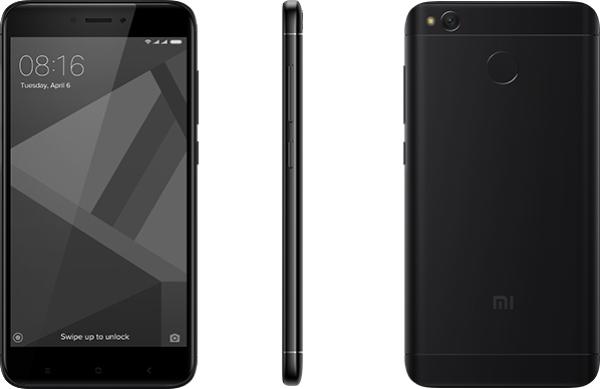 Смартфон 2*sim Xiaomi Redmi 4X, 8*1.4ГГц, 16GB, 5" 1280*720, SD-micro/SDHC-micro, 4G/3G, GPS, BT, WiFi, G-sensor, 2 камеры 13/5Мпикс, Android 6.1, 69.9*139.2*8.6мм 150г, черный