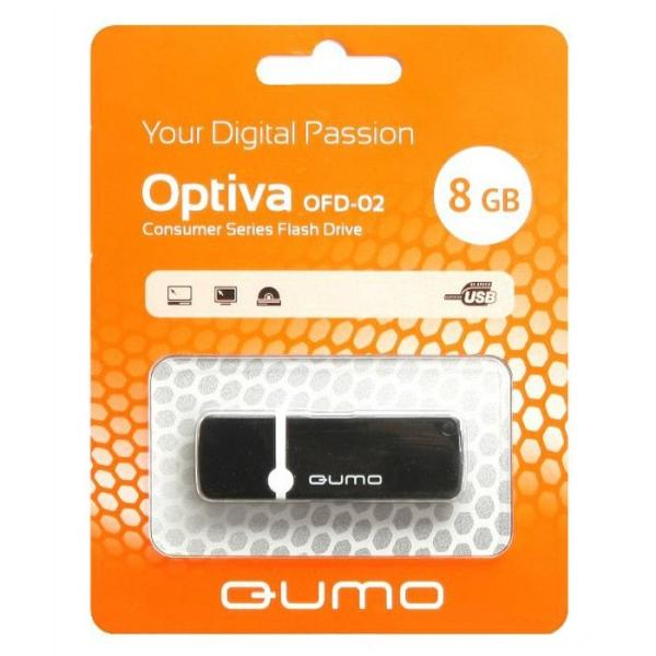Флэш-накопитель USB2.0   8GB QUMO Optiva OFD-02 QM8GUD-OP2-black, черный