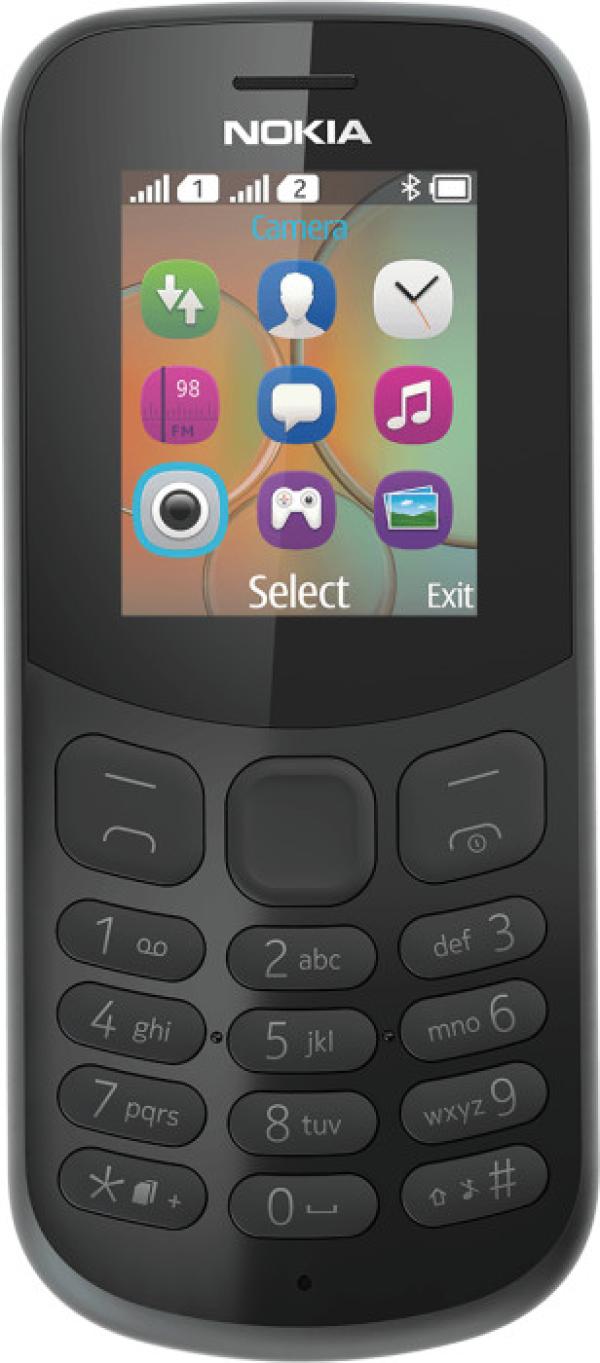 Мобильный телефон 2*SIM Nokia 130 DS 2017, GSM850/900/1800/1900/GPRS, 1.8" 160*1200, 0.3Мпикс, 8M, BT, SD-micro, USB2.0, запись видео, диктофон, MP3 плеер, FM радио, 48.4*111.5*14.2мм 85г, черный