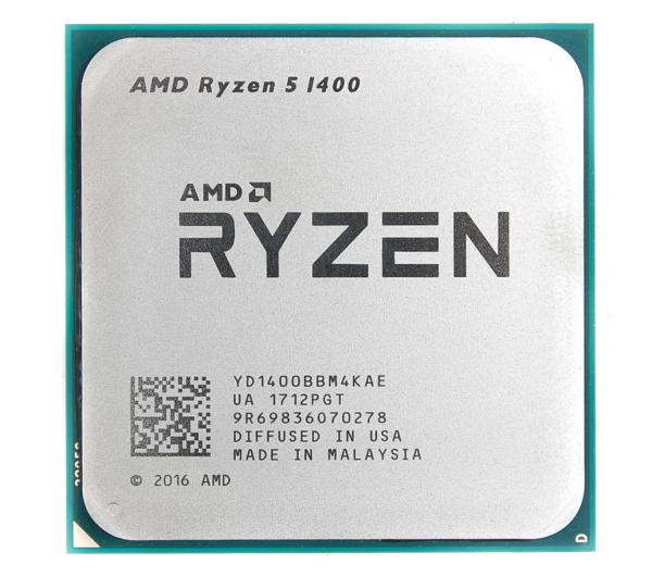 Процессор AM4 AMD RYZEN 5 1400 3.2ГГц, 4*512KB+2*4MB, Summit Ridge, 0.014мкм, Quad Core, SMT, Dual Channel, 65Вт