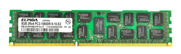 Оперативная память DIMM DDR3 ECC Reg  8GB, 1333МГц (PC10600) Elpida EBJ81RF4BCFP (аналог HP 500662-B21 и 500205-071 и IBM 49Y1397), 1.5В, восстановленная