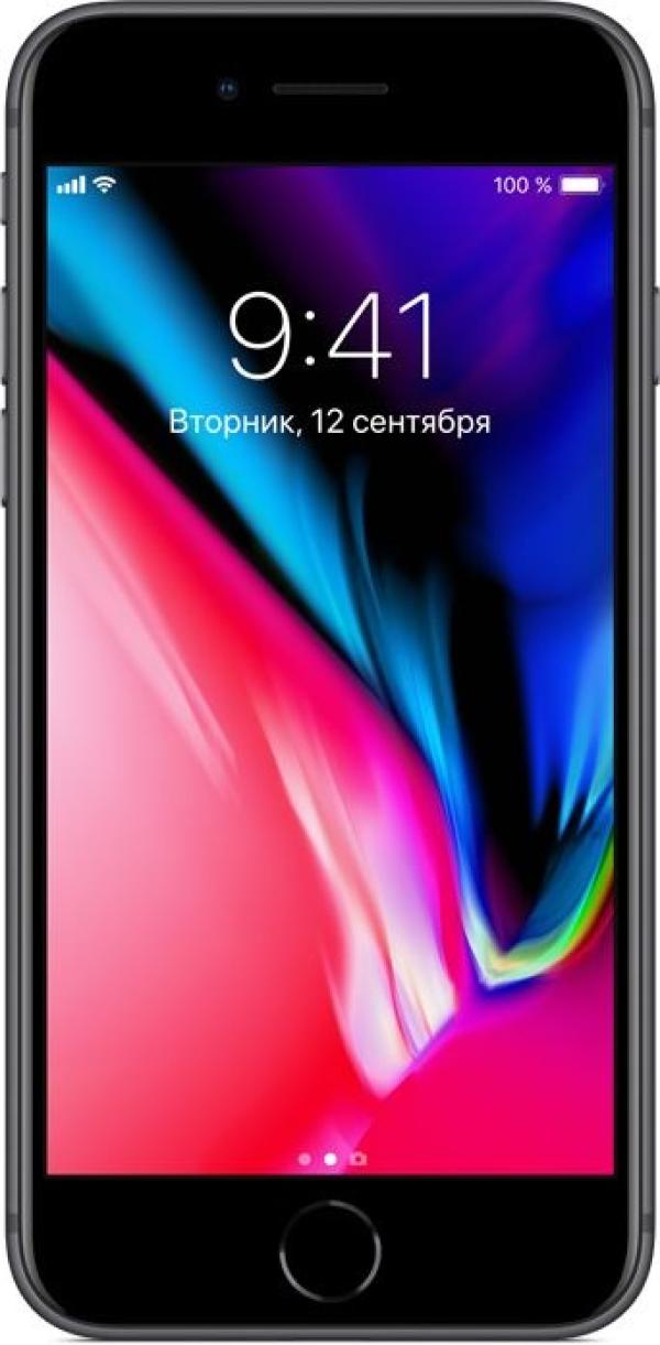 Смартфон Apple iPhone 8 (MQ7C2RU/A), 6*2.4ГГц, 256GB, 4.7" 1334*750, 4G/3G, GPS, BT, WiFi, NFC, G-sensor, 2 камеры 12/7Мпикс, IP67, 67.3*138.4*7.3мм 148г, серый космос