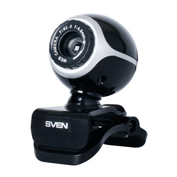 Видеокамера USB2.0 Sven IC-300, 640*480, до 30fps, крепление на монитор, встр. микрофон, черный-серебристый