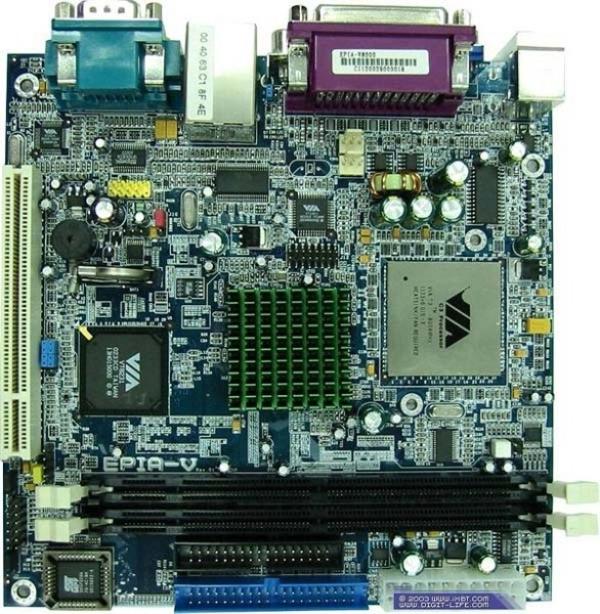 Материнская плата EBGA VIA EPIA-VE5000 (500МГц), PLE133, 2SDR, PCI, S-Video/VGA, 2*IDE, Звук S/PDIF, 2*USB, COM, LAN, Mini-ITX