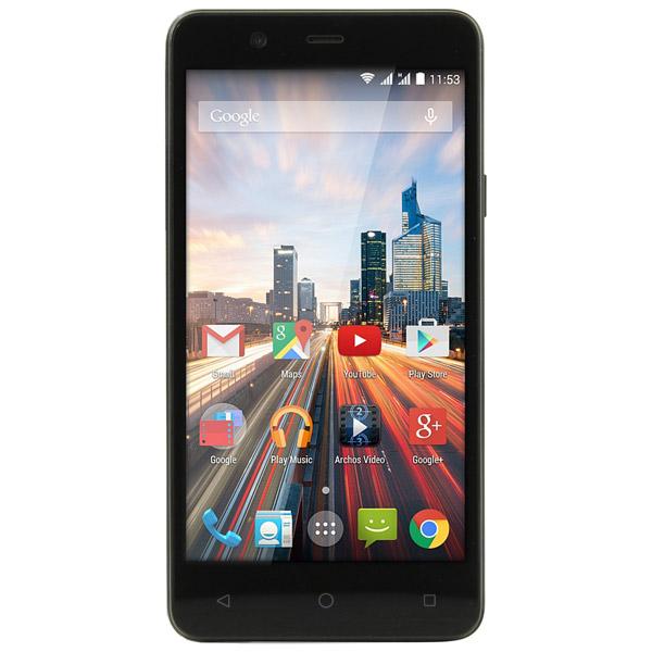 Смартфон 2*sim Archos 50 Titanium 4G, 4*1.5ГГц, 8GB, 5" 854*480, 4G/3G, GPS, BT, WiFi, G-sensor, 2 камеры 5/2Мпикс, Android 5.1, 72.7*143.2*9.9мм 166г, черный, восстановленный