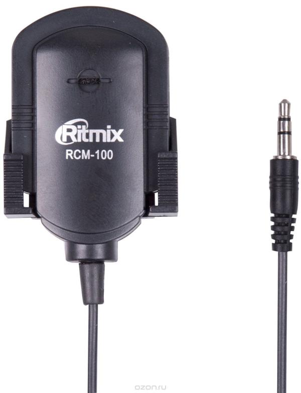 Микрофон клипса Ritmix RCM-100, 30..16000Гц, кабель 1.2м, MiniJack, 58Дб, черный