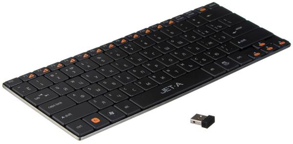 Клавиатура беспроводная JETAccess K7W, USB, FM, Slim, черный