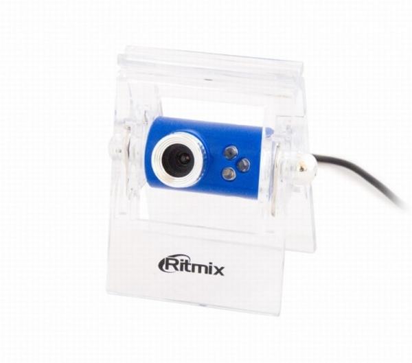 Видеокамера USB2.0 Ritmix RVC-005M, 640*480, до 30 fps, крепление на монитор, встр. микрофон, белый-синий