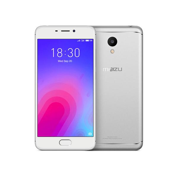 Смартфон 2*sim Meizu M6, 4*1.5ГГц+4*1ГГц, 16GB, 5.2" 1280*720, SD-micro/SDHC-micro, 4G/3G, GPS, BT, WiFi, G-sensor, 2 камеры 13/8Мпикс, Android 7, 72.8*148.2*8.3мм 143г, серебристый
