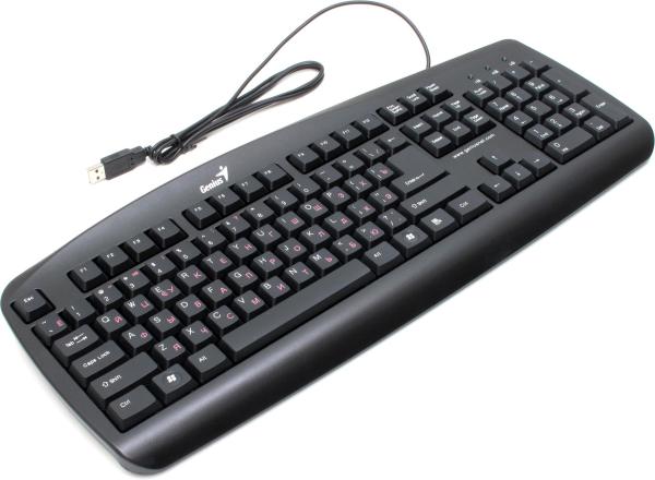 Клавиатура Genius KB-110, USB, эргономичная, влагозащищенная, черный