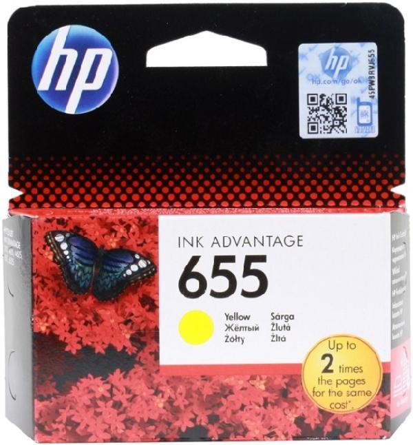 Картридж для HP DeskJet Ink Advantage 3525/4615/4625/5525/6525, желтый HP №655 CZ112AE, 600стр