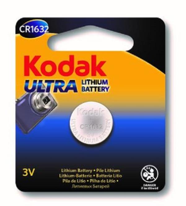 Батарейка CR1632 Kodak, литиевая, 3В, 1шт