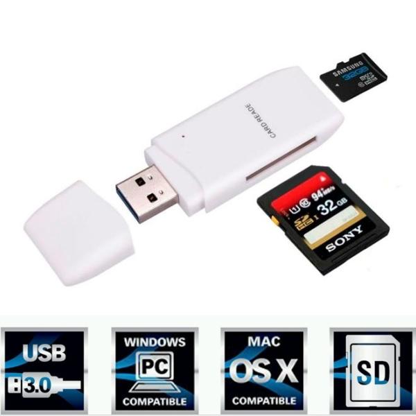 Считыватель компактный USB 3.0 Orient CR-017W, SD/SDHC/SDXC/SD-micro/SDHC-micro/SDXC-micro, белый