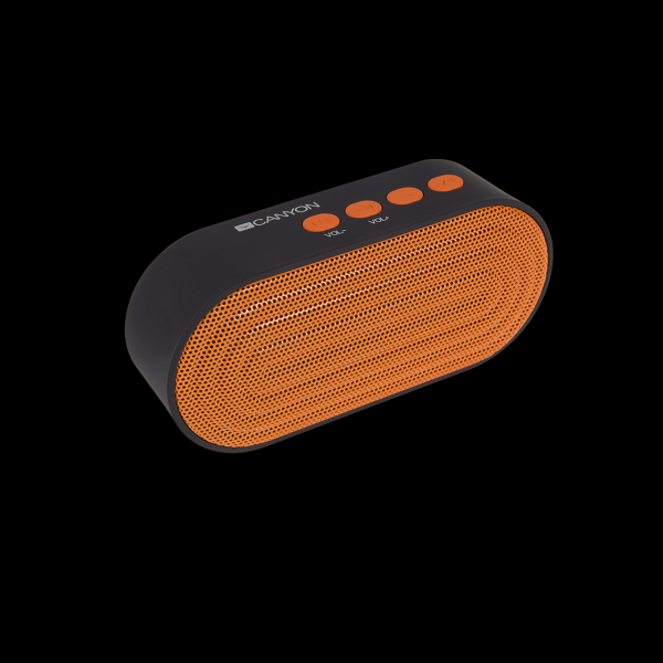 Колонки  Bluetooth  мобильные с MP3 плеером Canyon CNE-CBTSP3BO, USB, линейный вход, микрофон, SD-micro, аккумулятор, пластик, 127*39*55мм 170г, черный-оранжевый
