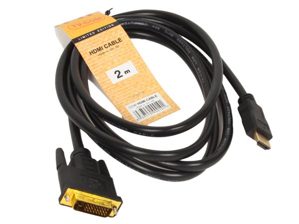 Кабель HDMI штырь - DVI штырь  2м TV-Com LCG135E-2M, черный