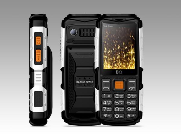 Мобильный телефон 2*SIM BQ TANK POWER (BQ-2430), GSM900/1800/1900, 2.4" 320*240, камера 0.3Мпикс, SDHC-micro, BT, диктофон, WAP, MP3 плеер, 59.9*135.5*28.9мм 198г, черный