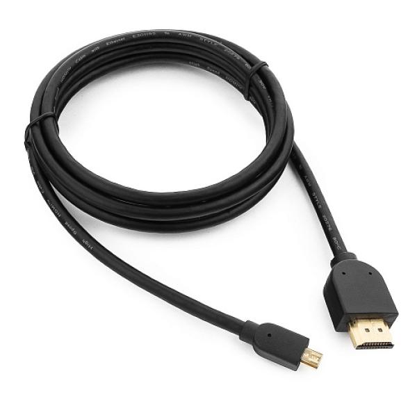 Кабель HDMI штырь - MicroHDMI штырь 1.8м Cablexpert CC-HDMID-6, позолоченный, черный