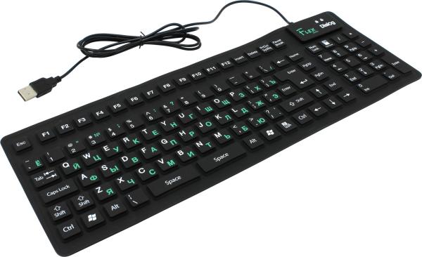 Клавиатура Dialog Flex KFX-03U, USB, Slim, гибкая, влагозащищенная, силикон, черный