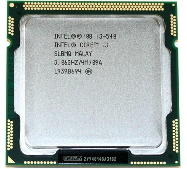 Процессор S1156 Intel Core i3-540 3.06ГГц, 2*256К+4M, 2.5ГТ/с, Clarkdale 0.032мкм, Dual Core, видео 733МГц, CVT/EDB/EIST/EM64T/EVP/FDI/HT/IS/IVT/SSE/SSE2/SSE3/SSE4.1/SSE4.2, 73Вт