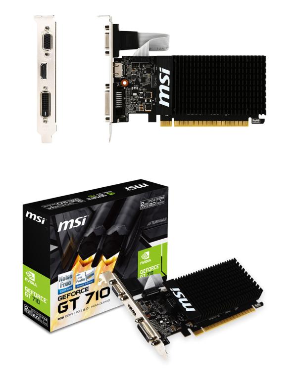 Видеокарта PCI-E Gf  GT710 MSI GT 710 2GD3H LP, 2GB GDDR3 64bit 954/1600МГц, PCI-E3.0, HDCP, DVI/HDMI/VGA, 19Вт
