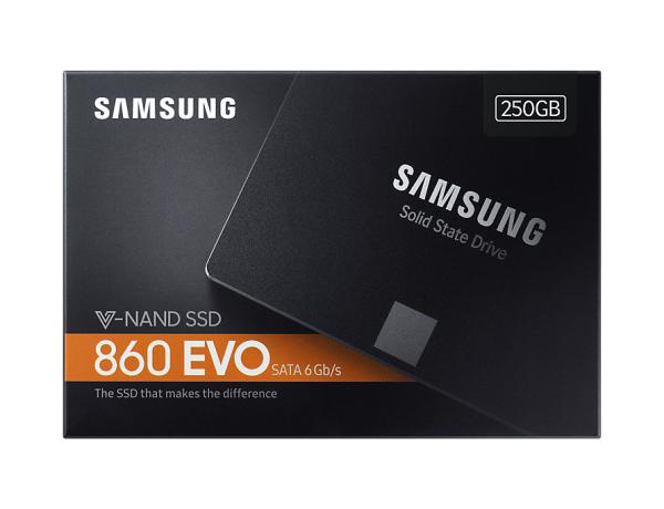 Накопитель SSD 2.5" SATA  250GB Samsung 860 EVO MZ-76E250BW, SATAIII, TLC, 550/520MB/s, 512MB