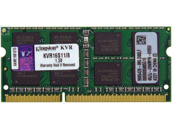 Оперативная память SO-DIMM DDR3  8GB, 1600МГц (PC12800) Kingston KVR16S11/8, 1.5В, retail