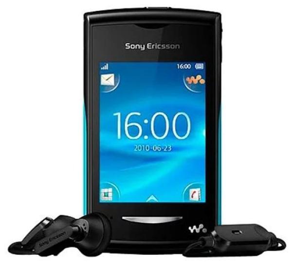 Мобильный телефон SonyEricsson Yendo W150i Blue/Black, GSM850/900/1800/1900, 2.6" 240*320 сенсорный, 2Мпикс, SD-micro, BT, запись видео, диктофон, MP3 плеер, FM радио, 52*94*16мм 81г, голубой-черный