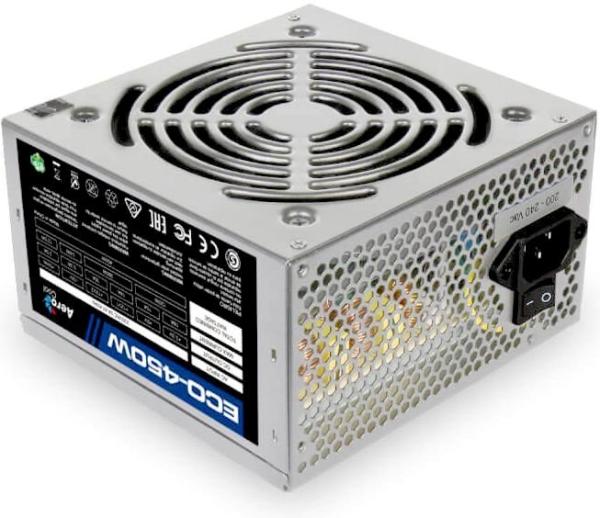 БП для корпуса ATX Aerocool ECO-450W, 450Вт, 20+4pin, 4+4pin(CPU)/ 6pin(PCI-E)/ 2*4pin(molex)/FD/2*SATA, 120*120мм