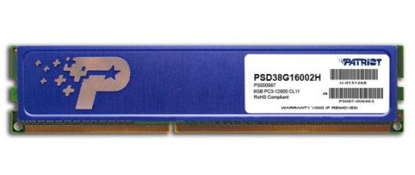 Оперативная память DIMM DDR3  8GB, 1600МГц (PC12800) Patriot PSD38G16002H, 1.5В