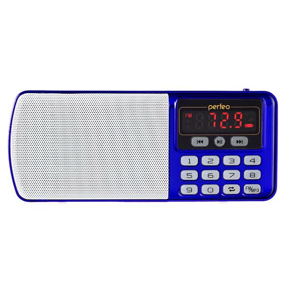 Радиоприемник Perfeo ЕГЕРЬ, MP3, FM, 3Вт, USB2.0/microSD, AUX/MiniJack, аккумулятор, синий