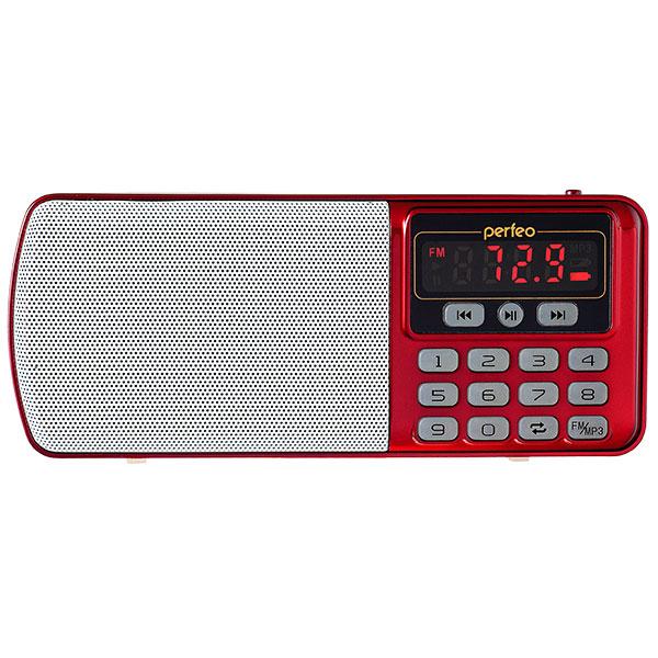 Радиоприемник Perfeo ЕГЕРЬ, MP3, FM, 3Вт, USB2.0/microSD, AUX/MiniJack, аккумулятор, красный