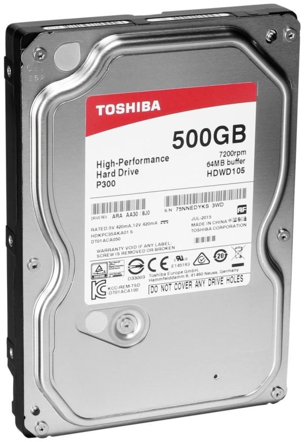 Жесткий диск 3.5" SATA    500GB Toshiba HDWD105UZSVA, SATAIII, 7200rpm, 64MB cache
