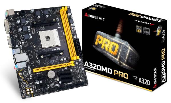 Материнская плата AM4 Biostar A320MD Pro, AMD A320, 2DDR4 3200 Dual Channel, PCI-E3.0x16, 2*PCI-E2.0x1, DVI/VGA, 4*SATAIII, Звук 7.1, 2*USB3.0/2*USB2.0, LAN1Gb, mATX