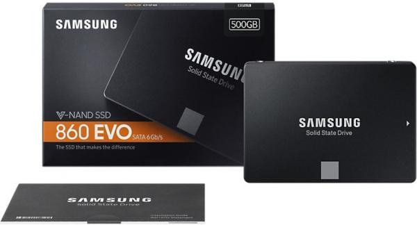 Накопитель SSD 2.5" SATA  500GB Samsung 860 EVO MZ-76E500BW, SATAIII, 3D TLC, 550/520MB/s, 512MB