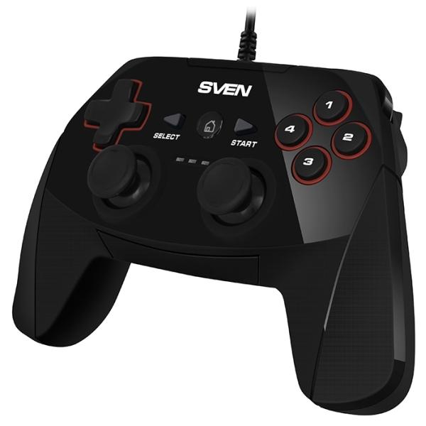 Игровой манипулятор GamePad для PC/PS3 Sven GC-250, USB, вибрация, 4 позиции, 7 кнопок, 2 аналоговых джойстика, 4 триггера, черный
