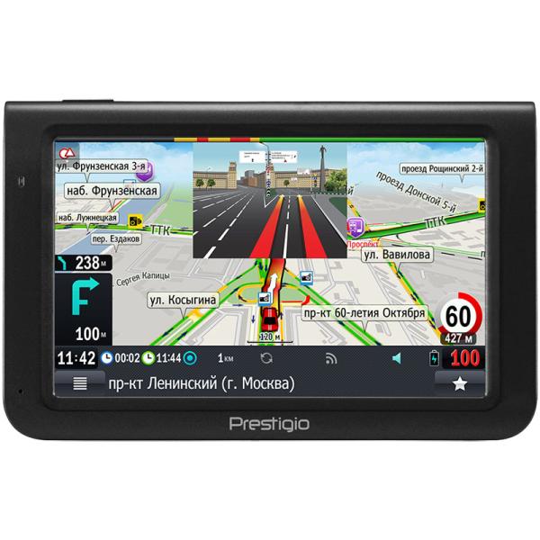 GPS навигатор автомобильный Prestigio GeoVision 5069, 66 каналов, 4GB, ЖКД 5" 800*480, SD-micro, USB2.0, подсветка, сенсорный экран, Li-Poly, ПроГород